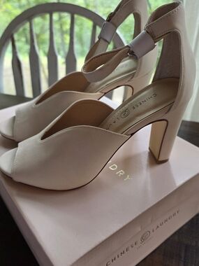 Chinese Laundry Blush Peep-Toe Ankle Strap Heels